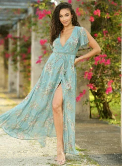 Kari Maxi Dress - Teal Floral - FINAL SALE 9 Kari Maxi Dress - Teal Floral - FINAL SALE -US Dress Sales Shop LB001 19 49382.1653059936