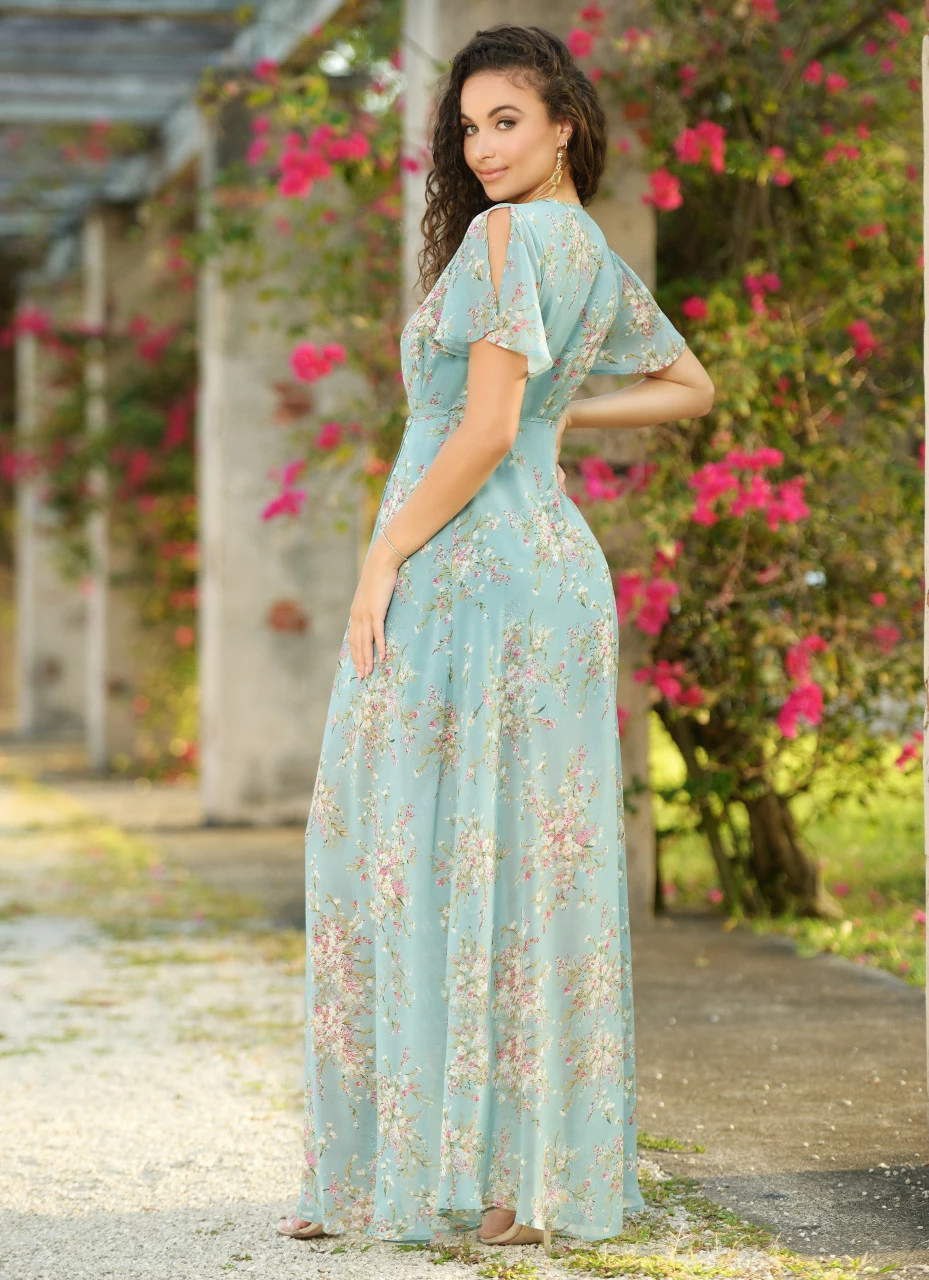 Kari Maxi Dress - Teal Floral - FINAL SALE 4 Kari Maxi Dress - Teal Floral - FINAL SALE - Image 2