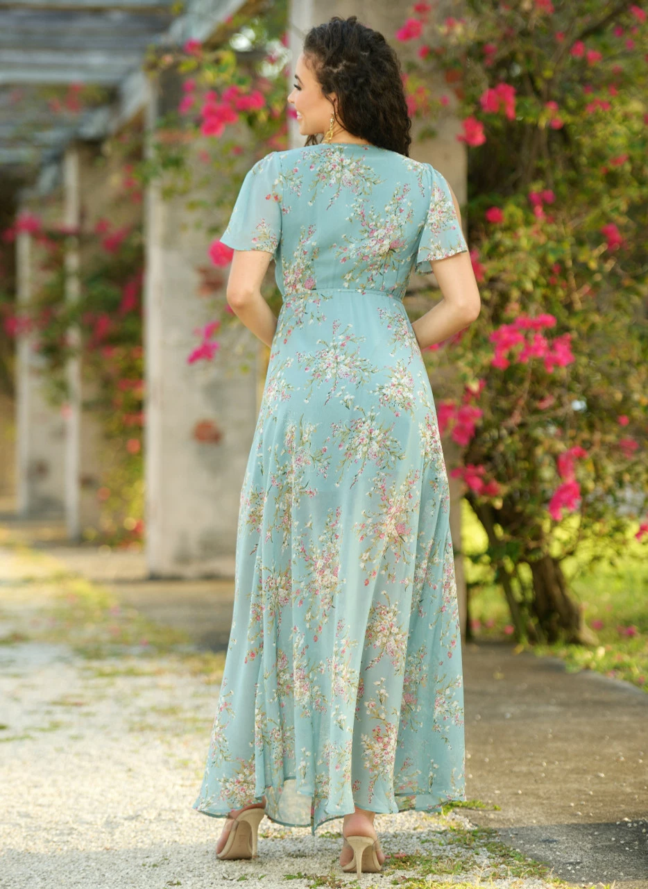 Kari Maxi Dress - Teal Floral - FINAL SALE 6 Kari Maxi Dress - Teal Floral - FINAL SALE - Image 4