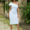 Pierre One Shoulder Midi Dress - White Multi 1 Pierre One Shoulder Midi Dress - White Multi -US Dress Sales Shop LadyBlackTie 070117 70551.1657572677