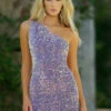 Aria One Shoulder Mini Dress - Lilac