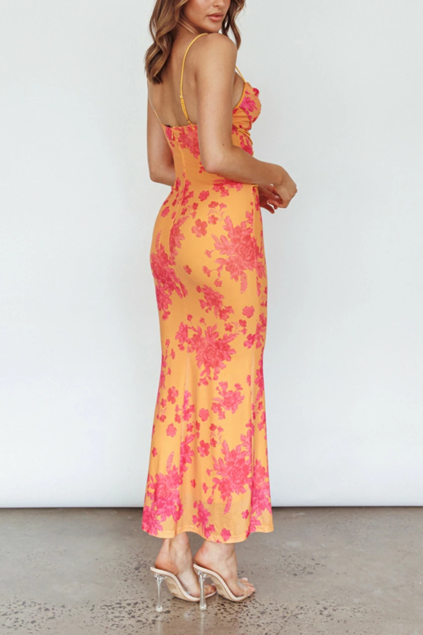 Moana Maxi Dress - Orange Floral 5 Moana Maxi Dress - Orange Floral - Image 3