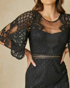 Reyna Dress - Black -US Dress Sales Shop Reyna Black upclose 06184.1700061520