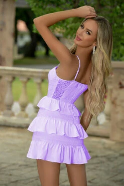 Kiara Mini Dress - Lilac -US Dress Sales Shop Ruffle corset mini lilac back 91833.1680540822