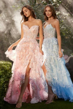 A1305 TIERED RUFFLE A-LINE DRESS By Andrea & Leo Couture -US Dress Sales Shop a1305 pink ltblue 3 47475.1703590461