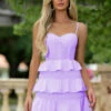 Kiara Mini Dress - Lilac -US Dress Sales Shop corset ruffle lilac front 49715.1680540822