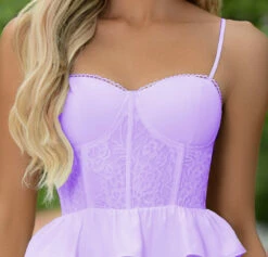 Kiara Mini Dress - Lilac -US Dress Sales Shop corset ruffle lilac front copy 00261.1680540881