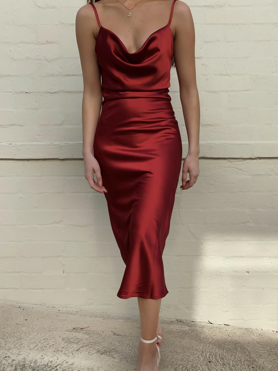 Aspen Midi Dress - Deep Red Satin 7 Aspen Midi Dress - Deep Red Satin - Image 5