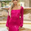 Sylvia Sequin Mini Dress - Fuchsia 1 Sylvia Sequin Mini Dress - Fuchsia -US Dress Sales Shop ladyblacktie 071295 2 07879.1690471412
