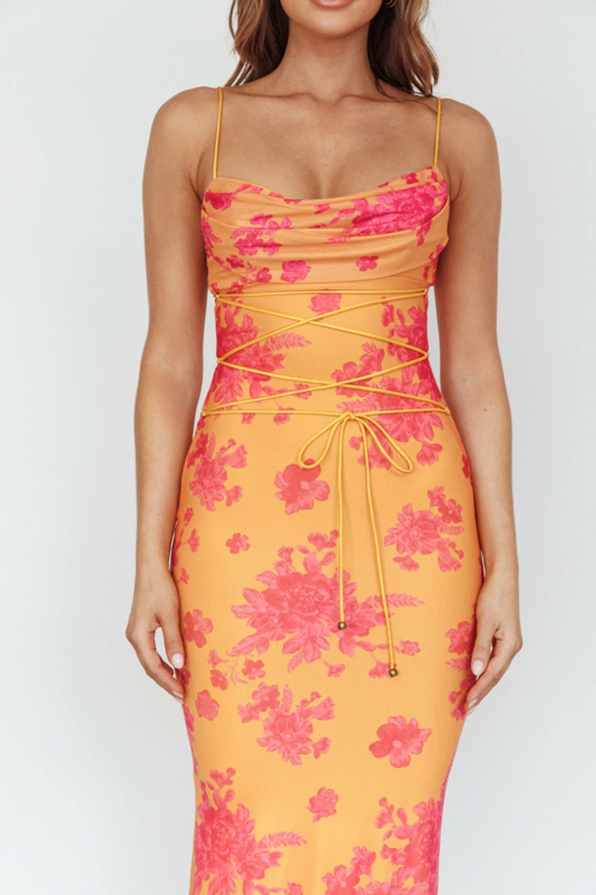 Moana Maxi Dress - Orange Floral 4 Moana Maxi Dress - Orange Floral - Image 2