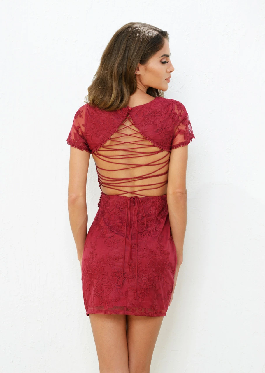 Shay Lace Dress - Berry - FINAL SALE 3 Shay Lace Dress - Berry - FINAL SALE