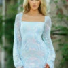 Sylvia Sequin Mini Dress - Icy Blue -US Dress Sales Shop sylvia blue 42331.1662931722